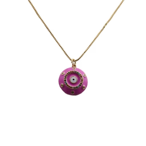 Evil Eye Hanger Ketting Verguld Koper Emaille Zirkoon Geometrische Sieraden Voor Dames Minimalistische Boheemse Stijl