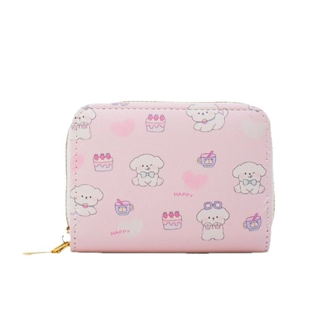 Cute Cartoon Animal Printed PU Leather Accordion Card Holder RFID Blocking Zipper Multi Slots Coin Purse For Women Girls