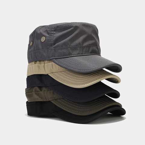 Cadet Cap Militaire Hoed Polyester Sneldrogend Ademend Zonbescherming Flat Top Verstelbaar Outdoor Sporten Voor Heren Dames
