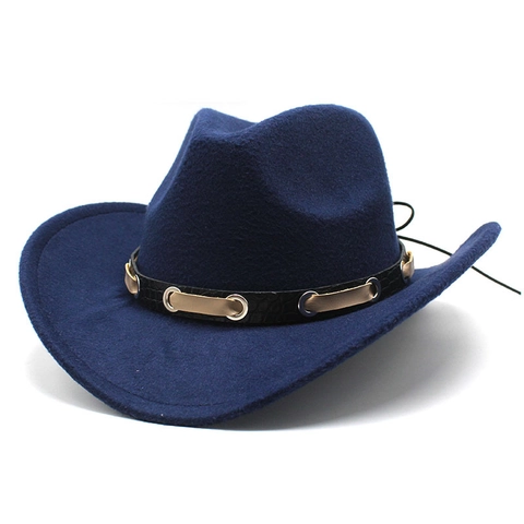 Chapeau Fedora Cowboy Western Vintage Feutre De Laine Large Bord Ceinture En Cuir Décorative Style Jazz Pour Hommes Femmes