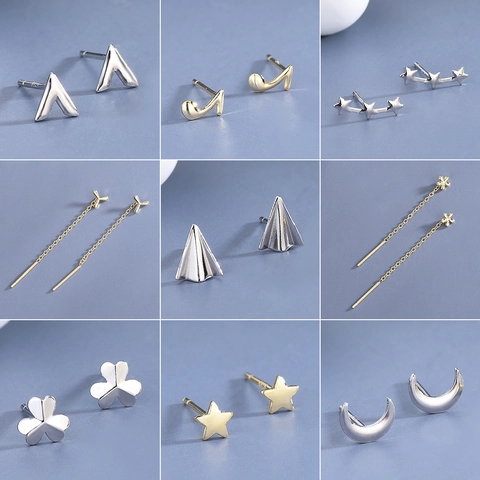 925 Sterling Silber Ohrringe Mit 925 Sterling Silber Ohrstecker Polierte Mond Stern Musiknoten Schmuck Für Damen