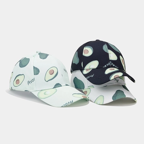 Honkbalpet Met Avocadopatroon Polyester Bedrukte Zonnehoed Voor Buiten Reizen Verstelbaar Ademend Casual Mode Unisex