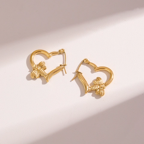 Edelstahl Herzförmige Bienen Ohrringe Minimalistischer Modeschmuck Goldener Schmuck Accessoire Für Frauen Mädchen