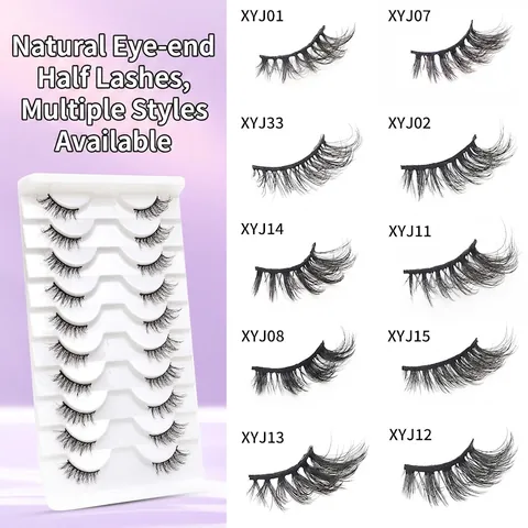 Ψεύτικες Βλεφαρίδες Cat Eye Half Eye Φυσικές Πυκνές Καμπυλωτές Μακριά Ουρά Συνθετική Ίνα Faux Mink Για Μακιγιάζ Nude