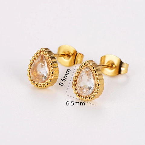 Geometrische Zirkonia Ohrstecker Vergoldet Edelstahl Schmuck Für Damen Mode Minimalistisches Accessoire