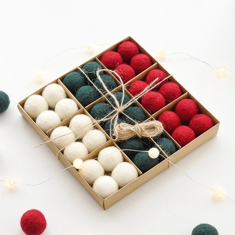 Wool Felt Balls Christmas Tree Ornaments DIY Craft Kit Holiday Hanging Decorations Soft Pom Poms For Home Party Garland