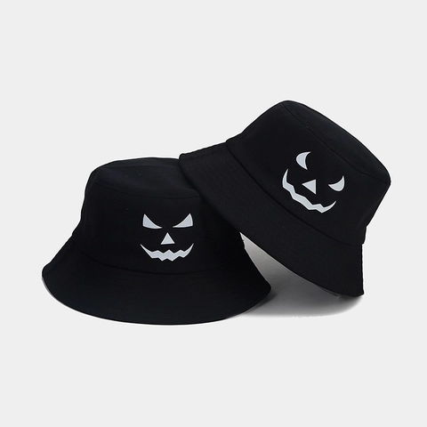 Halloween Kürbis Geistergesicht Leuchtender Baumwolle Fischerhut Im Dunkeln Leuchtend Unisex Sonnenhut Für Party