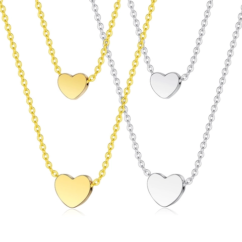 Collar de Colgante de Corazón de Doble Capa de Acero Inoxidable Minimalista para Mujer Joyería de Clavícula Choker Corazón