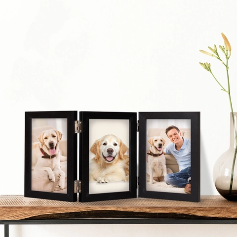 Marco De Fotos Plegable De Varias Aperturas Madera Artificial Pantalla De Escritorio Minimalista Decoración Moderna