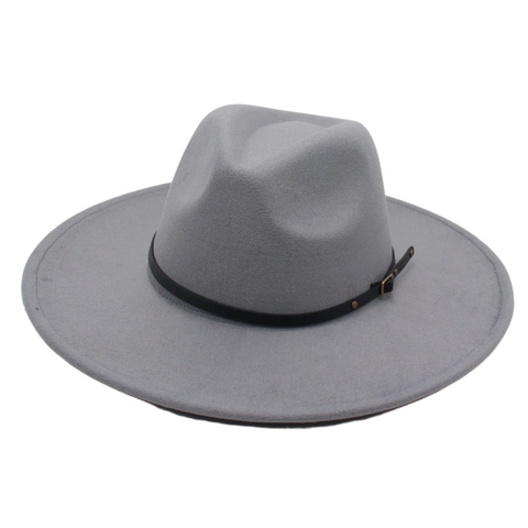 Wide Brim Fedora Hat Cotton Blend Vintage Jazz Hat With Belt Buckle For Women Men Classic Autumn Winter Outdoor Accessory