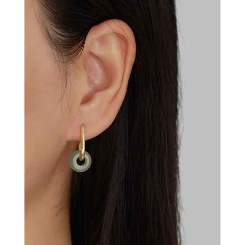 925 Sterling Silber Natur Grüne Aventurin Friedensschnalle Creolen Neuer Chinesischer Stil Retro Eleganter Schmuck Damen