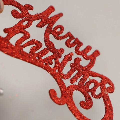 Targa Buon Natale Decorazione Appesa Glitter Plastica Lettera Piastra Ornamento Luccicante Per Albero Di Natale Decorazione Per Feste