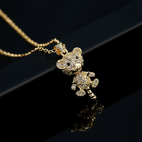 Collana Con Pendente Dorato Rame Zircone Intarsiato Tigre Gatto Animale Design Per Donne Gioielli Squisiti