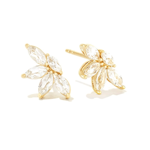 Zircon Geometric Stud Earrings With 925 Sterling Silver Earring Post Copper Gold Plated Minimalist Sparkly Jewelry Women