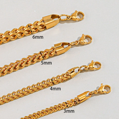 Hip Hop Edelstahl Drachenknochenkette Für Herren Damen Gewebte Quadratische Gliederkette Gold Silber Schmuck