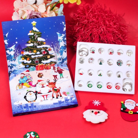 Christmas Advent Calendar Jewelry DIY Collection Alloy Enamel Charms For Girls Kids Holiday Countdown Gift