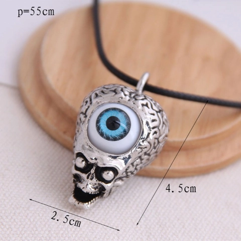 Collana Con Pendente Teschio Vintage Lega Gotico Occhio Blu Fascino Gioielli Stile Retro Punk Per Uomo Donna