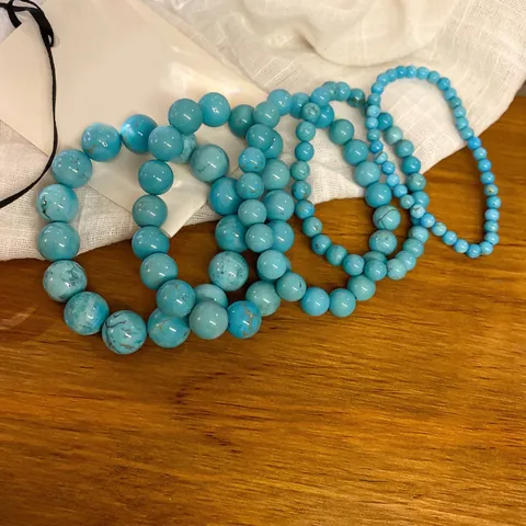 Synthetisches Türkis Perlenarmband Elastisch Stretch Rund Edelstein Handstrang Stapelbar Retro Minimalistischer Schmuck Damen