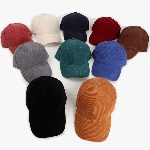 Gorra de Béisbol de Pana Vintage para Hombre Mujer Color Sólido Ajustable Protección Solar al Aire Libre Hip Hop Accesorios