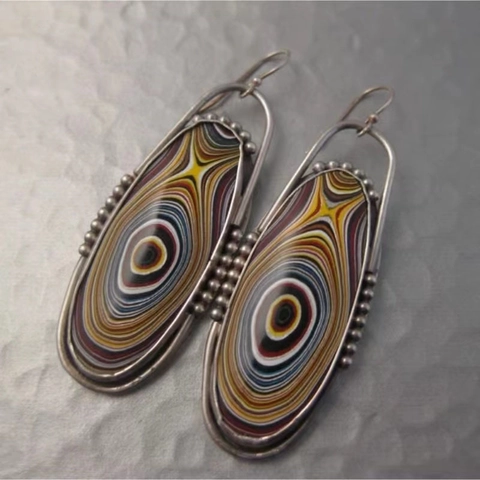 Boucles D'oreilles Pendantes Bohèmes Vintage Pour Femmes Alliage Antique Ethnique Tribal Design Spirale Géométrique