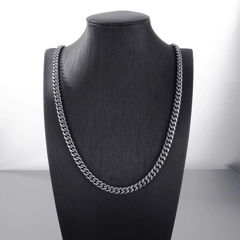 Cuban Link Necklace Stainless Steel Matte Black Curb Chain Hip Hop Punk Streetwear Jewelry Accessory For Men Women