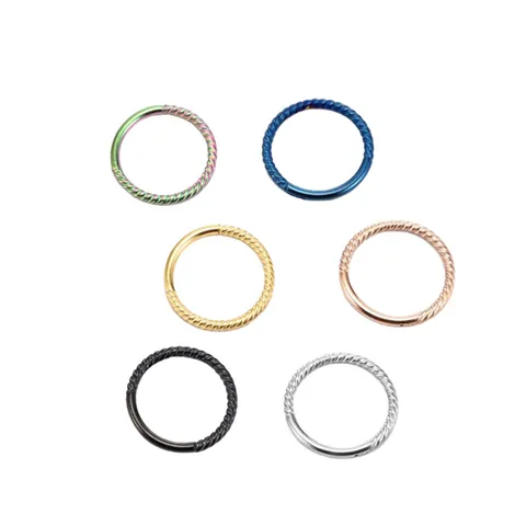 Anello al Naso in Acciaio Inossidabile 316L Clicker a Cerniera Corda Attorcigliata Unisex Punk Body Piercing Gioielli