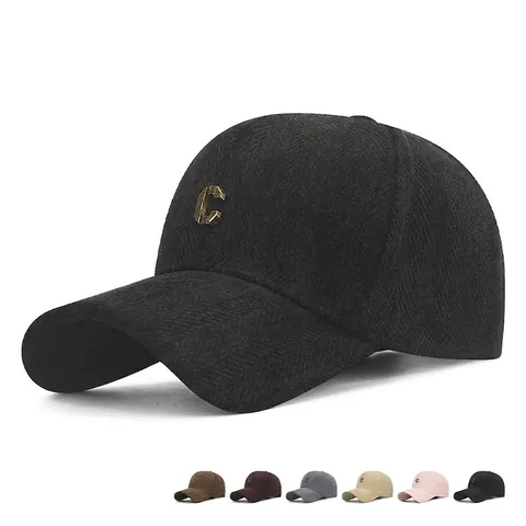 Berretto Da Baseball Trama Spina Di Pesce Decorazione Lettera C In Metallo Regolabile Cappello Da Sole Casual Moda
