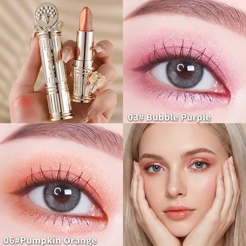 Farbverlauf Lidschattenstift Schimmer Artificial Pearl Finish Wasserdicht Langanhaltend Goldgeprägtes Gehäuse Mit Make-Up Spiegel