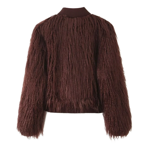 Damen Kunstpelzjacke Kurzmantel Langarm Einreihig Outwear Kaffee Streetwear Herbst Winter Plüschjacke Für Damen