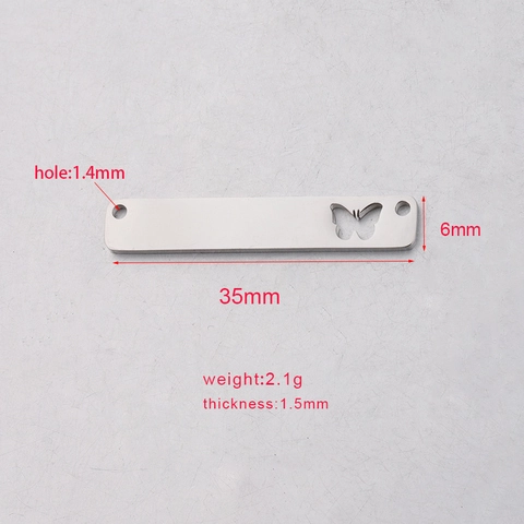 Butterfly Hollow Rectangle Bar Pendant Connector Stainless Steel Mirror Polished DIY Jewelry Making Accessories