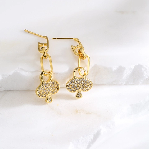 Copper Drop Earrings 18K Gold Plated Micro Pave Zircon Geometric Pendant Fashion Jewelry For Women