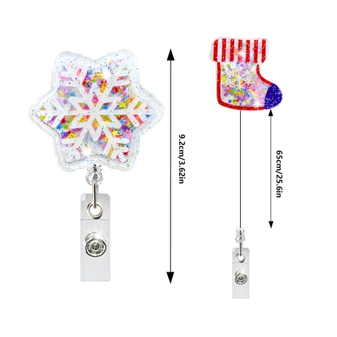 Weihnachten Ausziehbarer Ausweishalter Acryl Schüttelglitzer ID Kartenhalter Für Krankenschwester Lehrer Student Weihnachtsmann