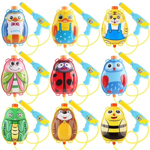 Childrens Cartoon Animal Backpack Water Gun Toy Pull Out Pressure Summer Outdoor Beach Pool Squirt Gun For Kids