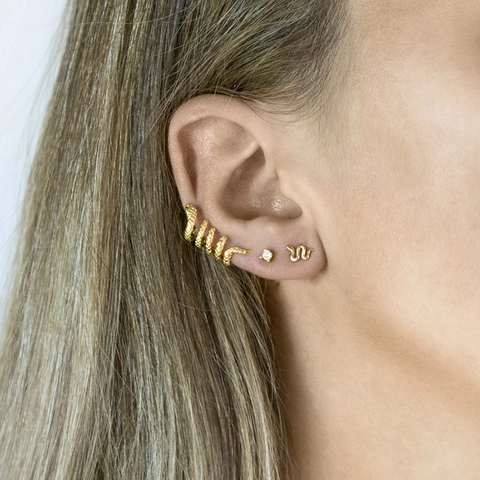 Women Creative Minimalist Multi Layer Snake Cuff Earrings Copper Plated Non Piercing Ear Clip Animal Shape Fashion Jewelry