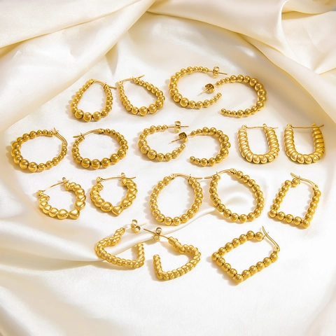 Edelstahl Creolen 18K Vergoldet Herz Geometrisch Wasserdicht Hypoallergen Trendiger Schmuck Für Damen