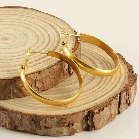 Pendientes De Aro Acero Inoxidable Chapado En Oro 18K Minimalista Redondo Joyería Para Mujeres