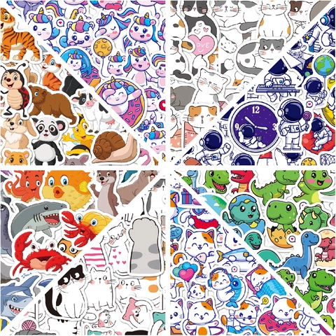 Adesivi In Vinile Impermeabili Cartoni Animati Dinosauro Unicorno Gatto Astronauta Decalcomanie Per Laptop Bottiglia