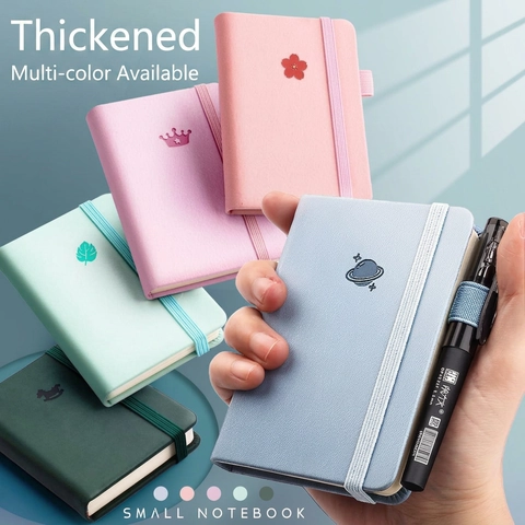 PU Leather Mini Pocket Notebook Portable Lined Journal With Elastic Strap Pen Loop For Office School Small A6 A7 Diary
