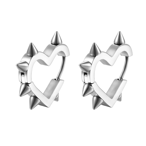 Punk Edelstahl Herz Creolen Mit Stacheln Gothic Hip Hop Geometrischer Schmuck Für Damen Herren