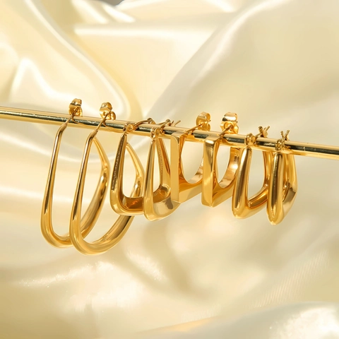 Minimalist Geometric Hoop Earrings 316L Stainless Steel Vacuum Plated Fashion Jewelry For Women