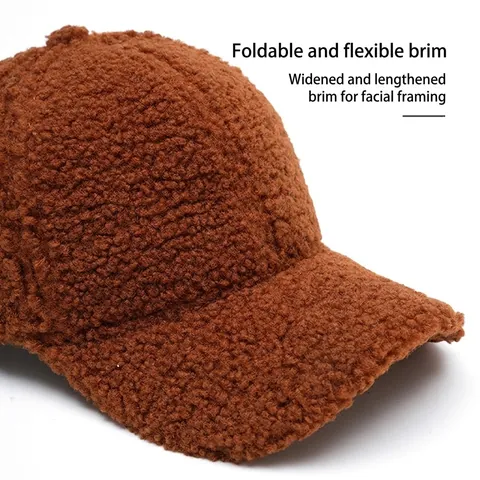Gorra De Béisbol Retro Lana Cordero Sherpa Forro Polar Cálida Cortavientos Al Aire Libre Ajustable Sombrero Hombre Mujer
