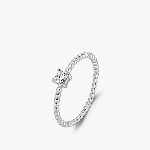 Eleganter 925 Sterlingsilber Ring Prinzess Schliff Moissanit Perlenring Minimalistischer Hochzeits Schmuck Für Damen Geschenk
