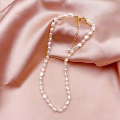 Natural Freshwater Pearl Necklace For Women Elegant Irregular Niche Design Gold Clasp Jewelry