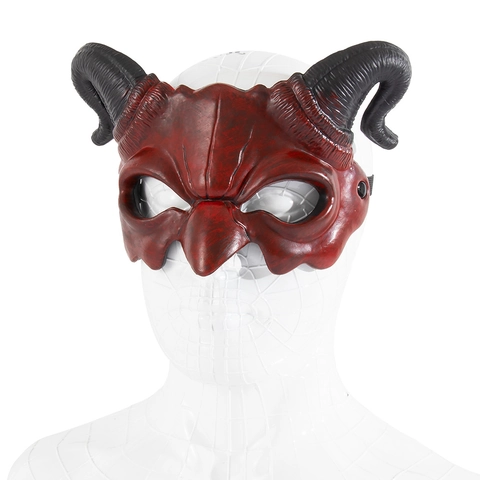 Dämonen Halbgesichtsmaske RP Schaumstoff Gehörntes Tier Halloween Karneval Party Cosplay Requisite Gruseliges Teufelskostüm