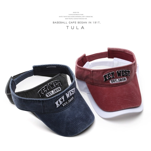 Visiera Parasole In Cotone Lavato Regolabile Denim Retro Cappellino Vuoto Per Sport All Aperto Unisex