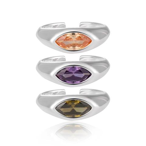 S925 Sterling Silver Marquise Cut Zirconia Open Ring Original Design French Style Adjustable Finger Ring Jewelry For Women