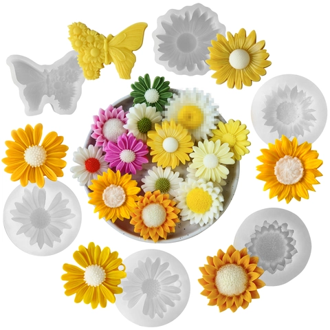 3D Sunflower Daisy Flower Silicone Mold For DIY Handmade Candle Soap Plaster Aromatherapy Diffuser Stone Crafting Tool