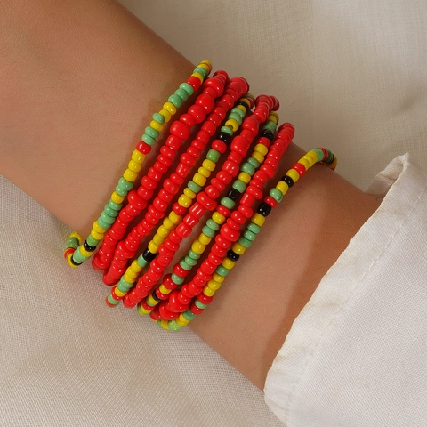 Handgefertigte Bohemian Bunte Rocailles Taillenkette Damen Sommer Strand Körperkette Bauchkette Zubehör Retro Glas Schmuck