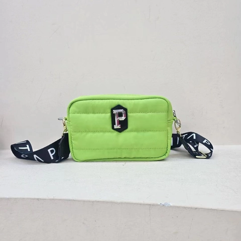 Quilted Nylon Crossbody Bag Padded Fashion Shoulder Bag With Wide Letter Strap Lightweight Urban Simple Travel Purse