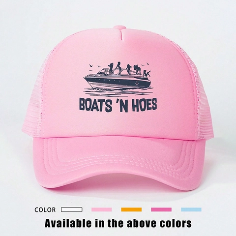 Casquette Trucker Filet Imprimé Boats 'N Hoes Polyester Respirante Réglable Casquette De Baseball Protection Solaire